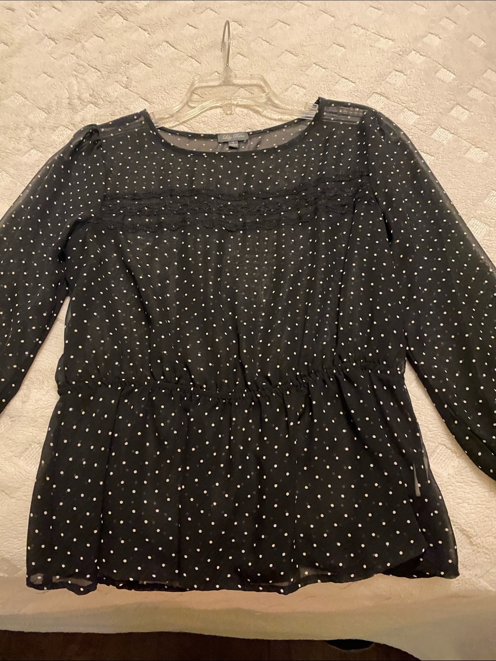 Lily Rose Black Polka Dot Peplum Blouse